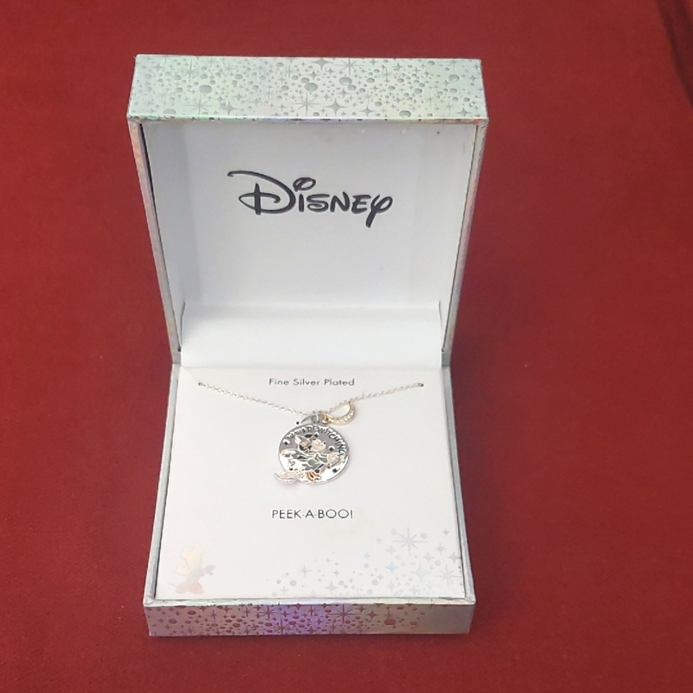 NIB Disney Halloween Minnie Mouse Witch Necklace with Box, Silver Plated